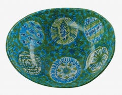 Centre de table en céramique italienne du milieu du siècle, Raymor, peint à la main