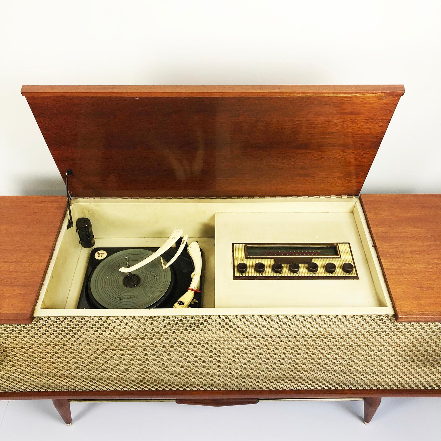 mid century modern record player console