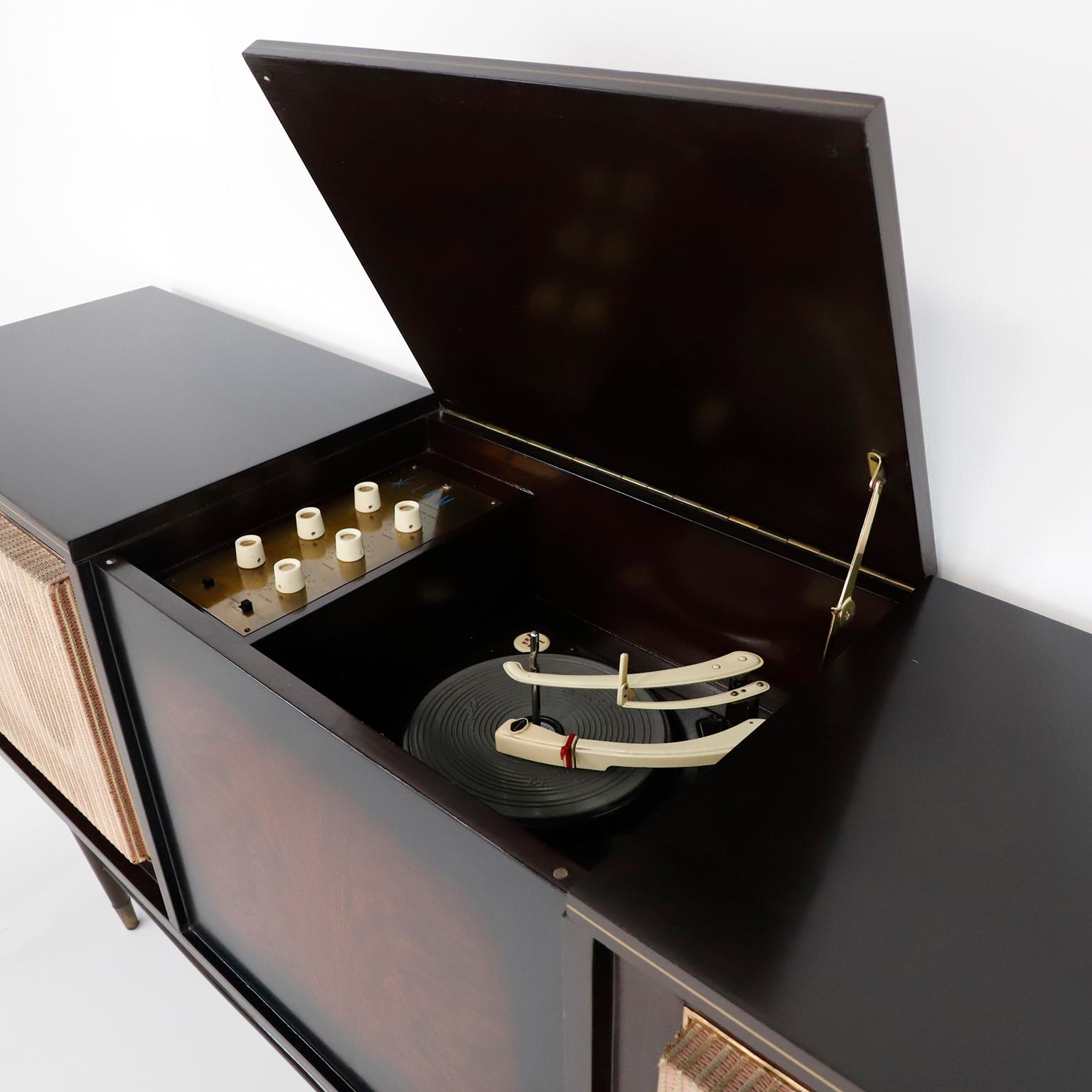 mid century modern turntable console