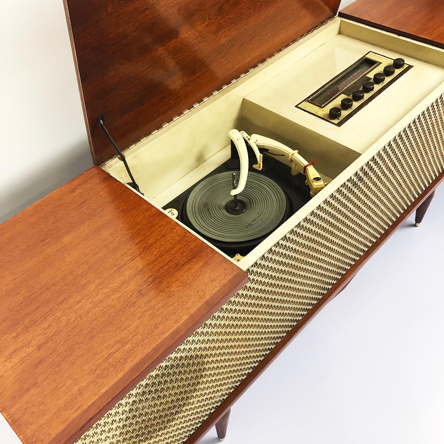 mid century record console