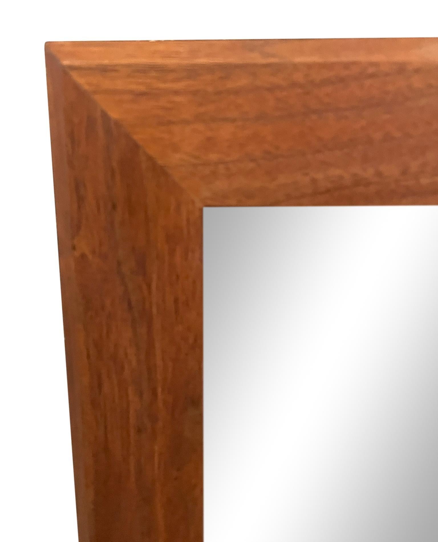 Mid-Century Modern Midcentury Rectangle Solid Walnut Frame Mirror American Studio Craft For Sale