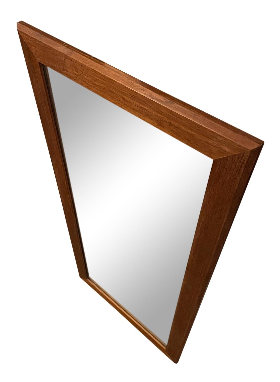 Mid-Century Modern Midcentury Rectangle Solid Walnut Frame Mirror American Studio Craft For Sale