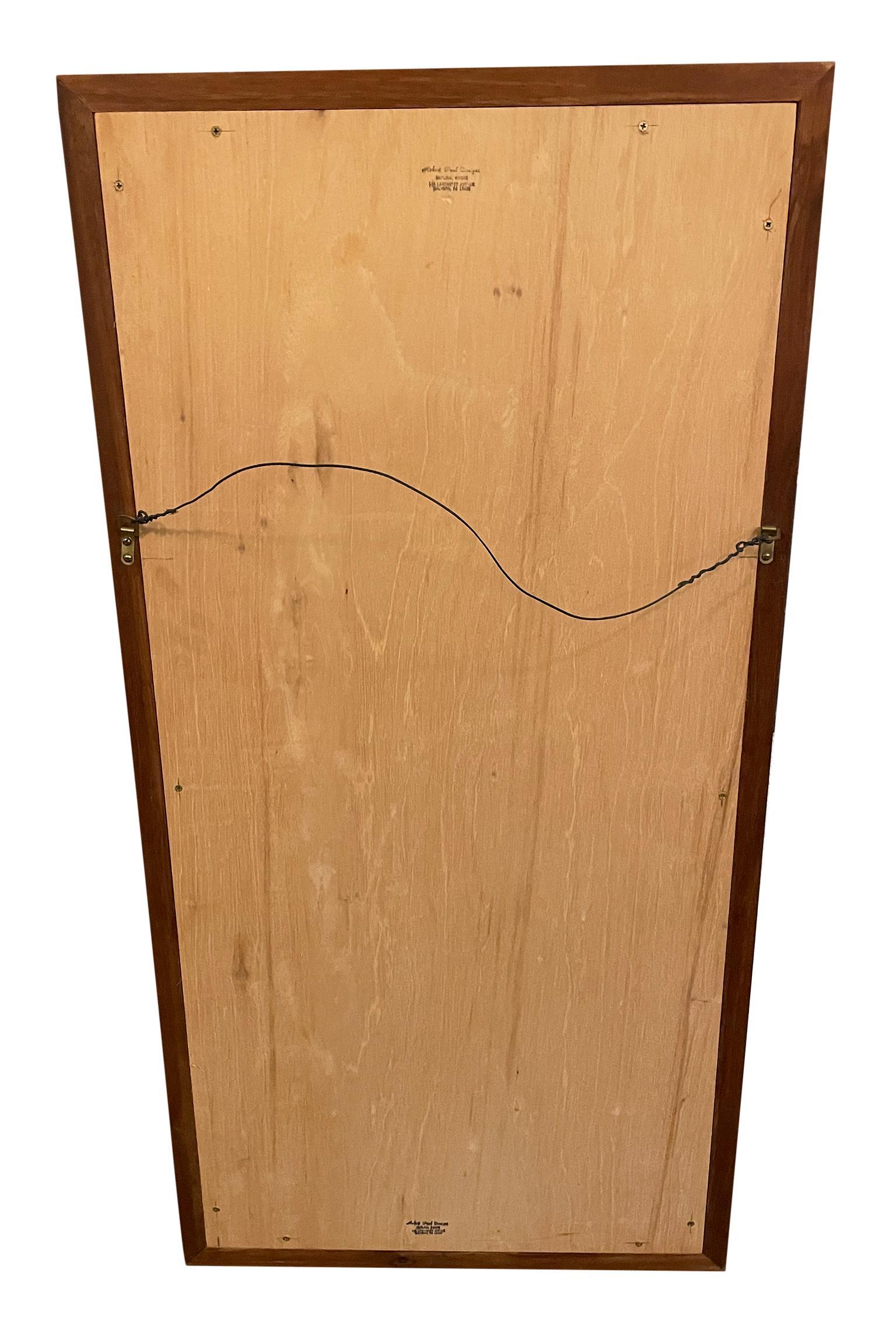 Midcentury Rectangle Solid Walnut Frame Mirror American Studio Craft In Good Condition For Sale In Brooklyn, NY