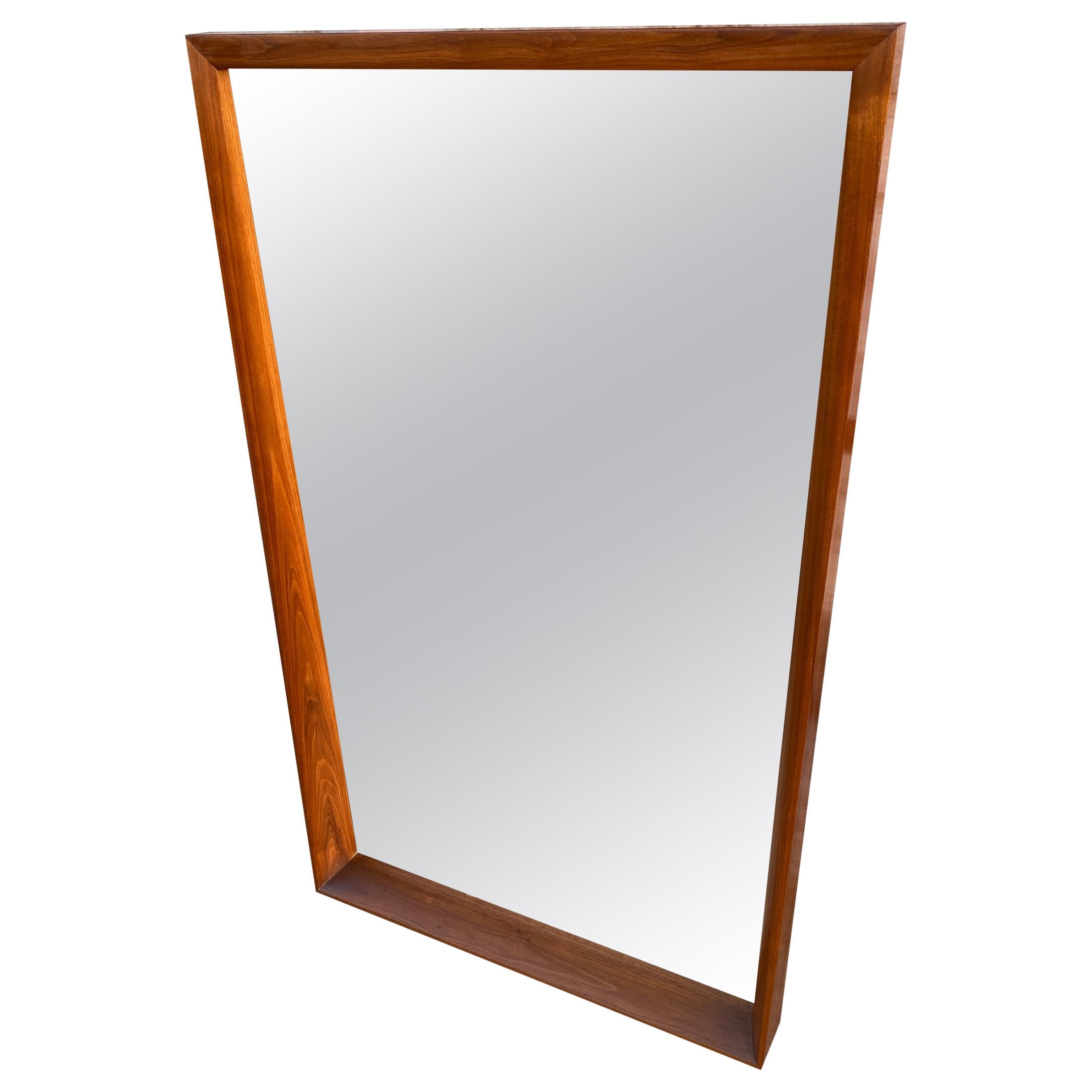 Midcentury Rectangle Walnut Frame Mirror Very Beautiful Style of Nakashima For Sale