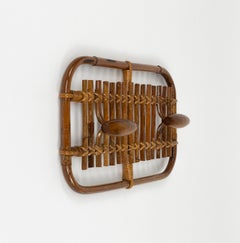 Perchero rectangular de bambú y ratán de mediados de siglo, Olaf von Bohr, Italia Años 60