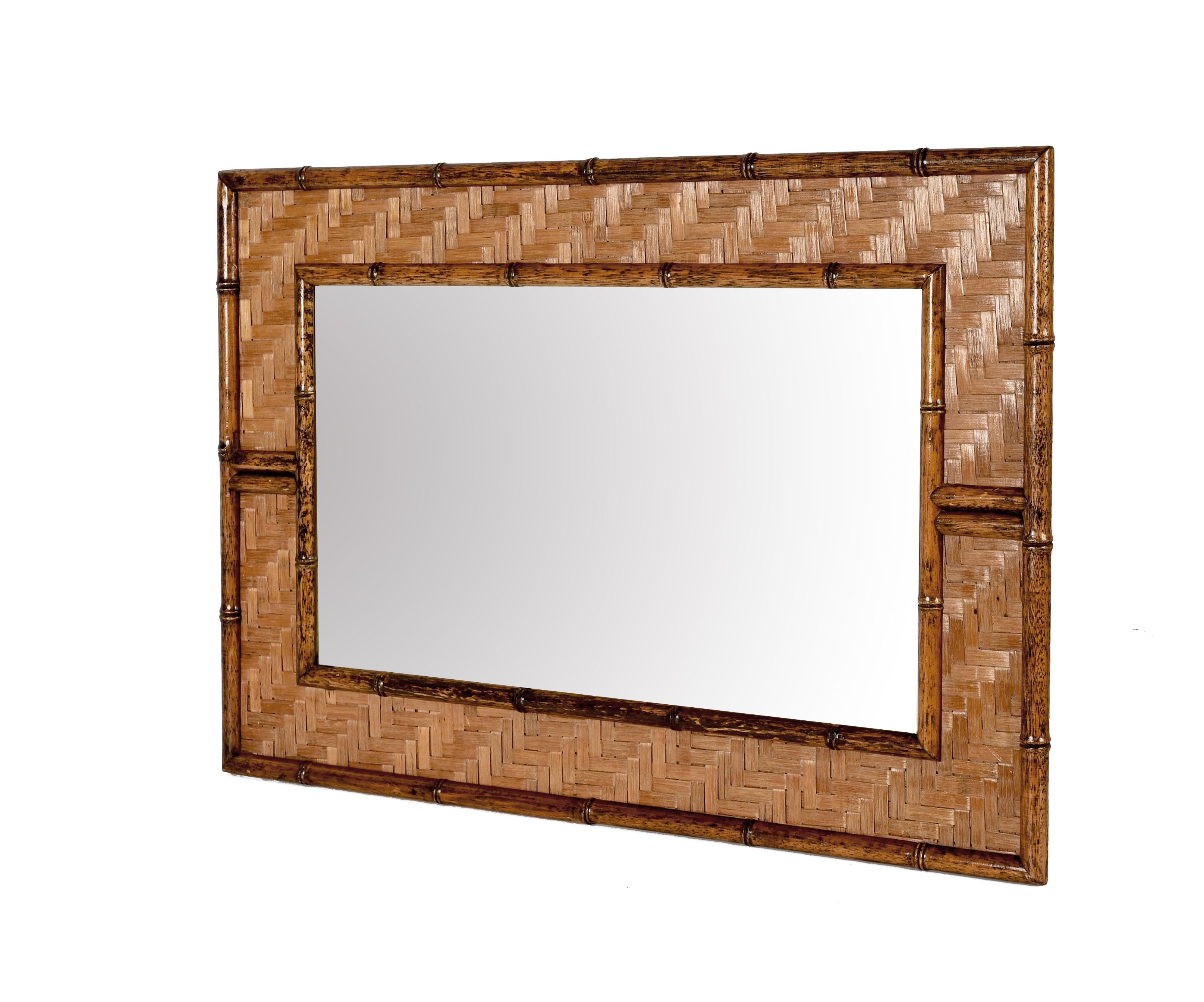 Midcentury Rectangular Bamboo Cane and Wicker Woven Frame Italian Mirror, 1960s 7