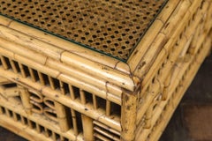 Midcentury Rectangular Bamboo Chippendale Coffee Table