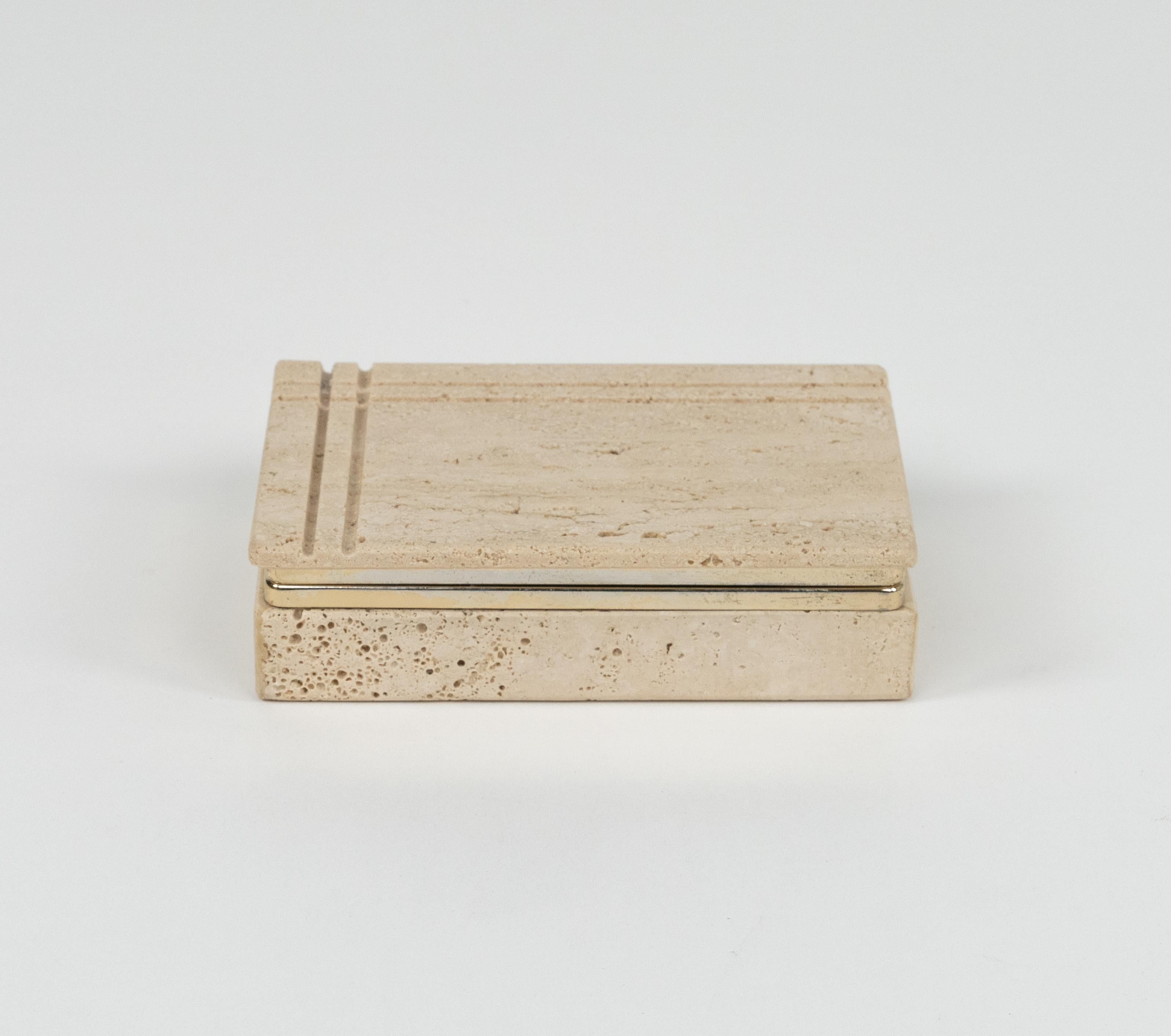 Midcentury Rectangular Box in Travertine Fratelli Mannelli Style, Italy 1970s For Sale 6