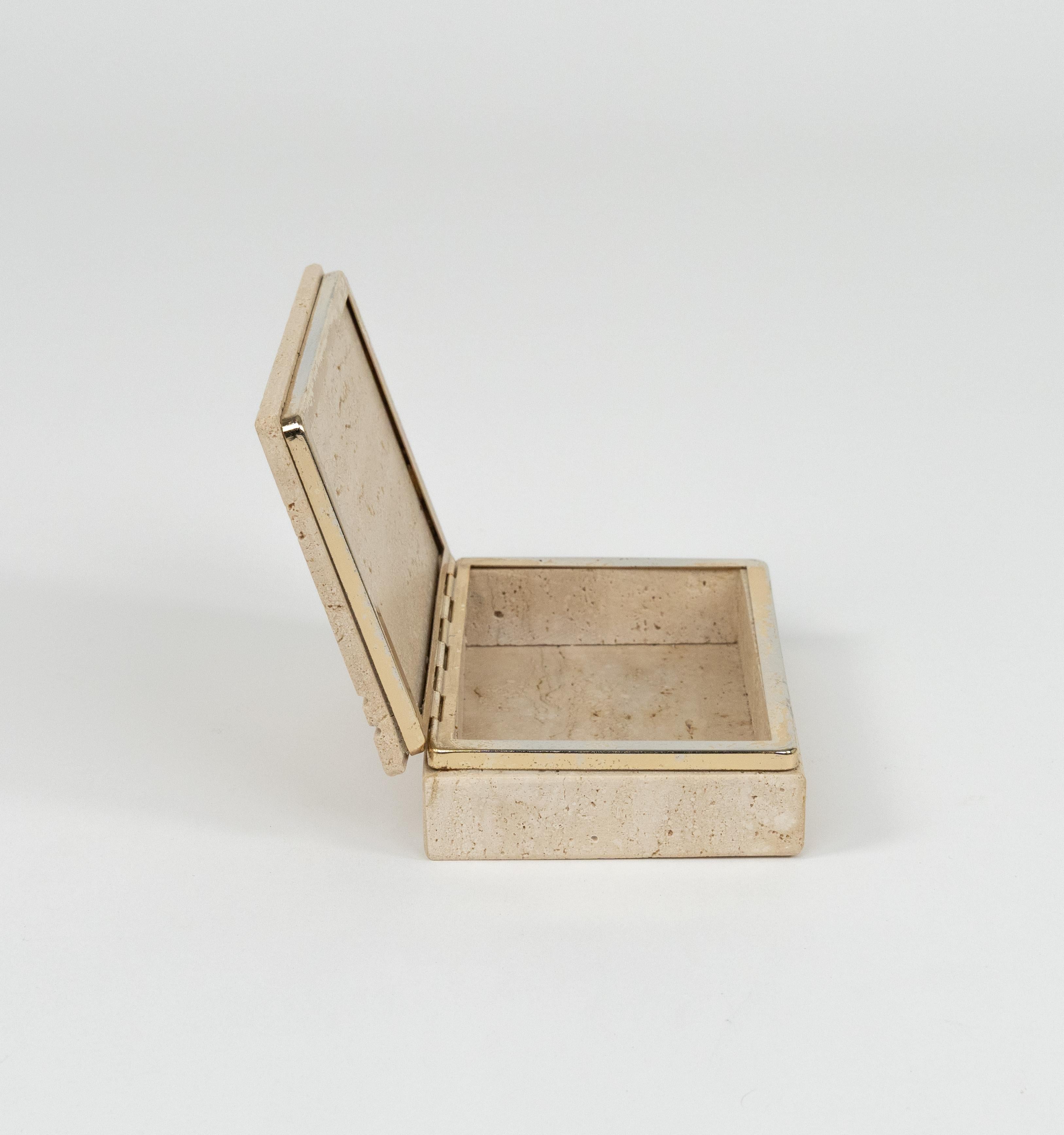 Midcentury Rectangular Box in Travertine Fratelli Mannelli Style, Italy 1970s For Sale 7