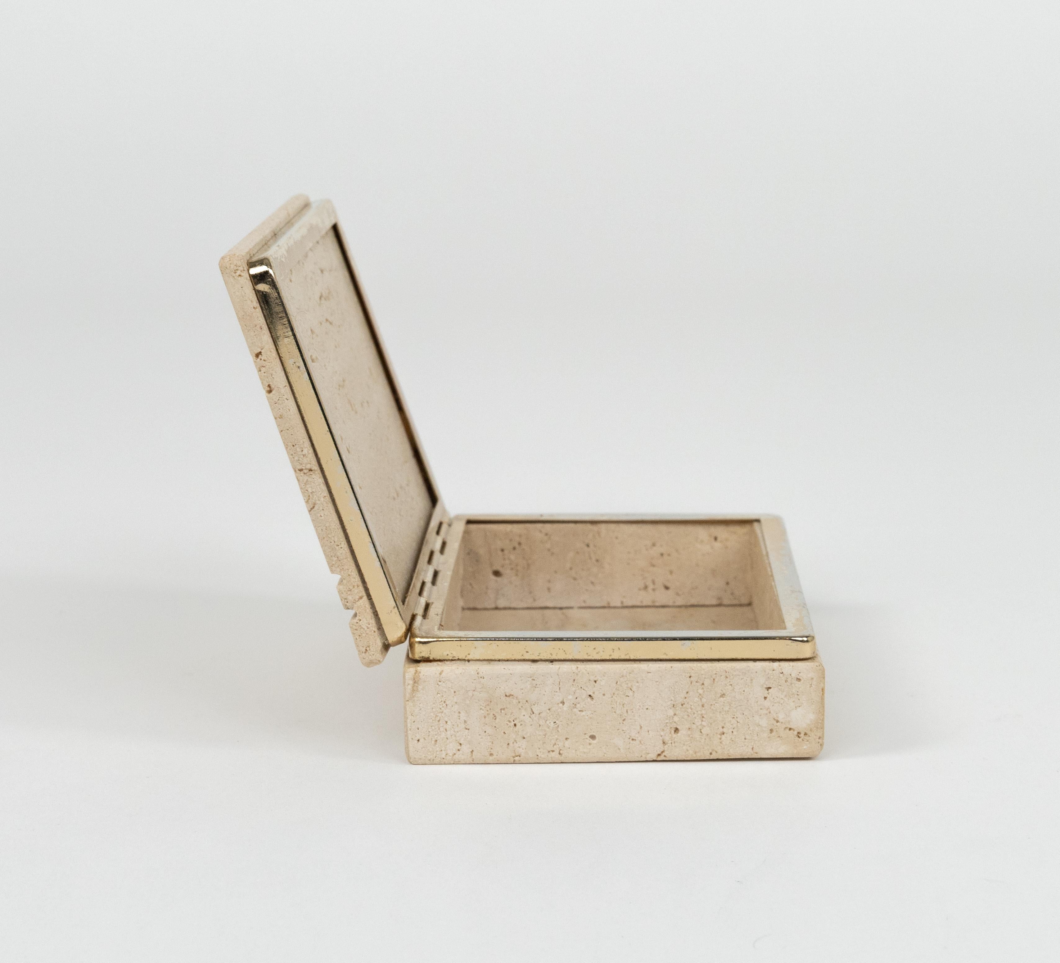 Midcentury Rectangular Box in Travertine Fratelli Mannelli Style, Italy 1970s For Sale 8