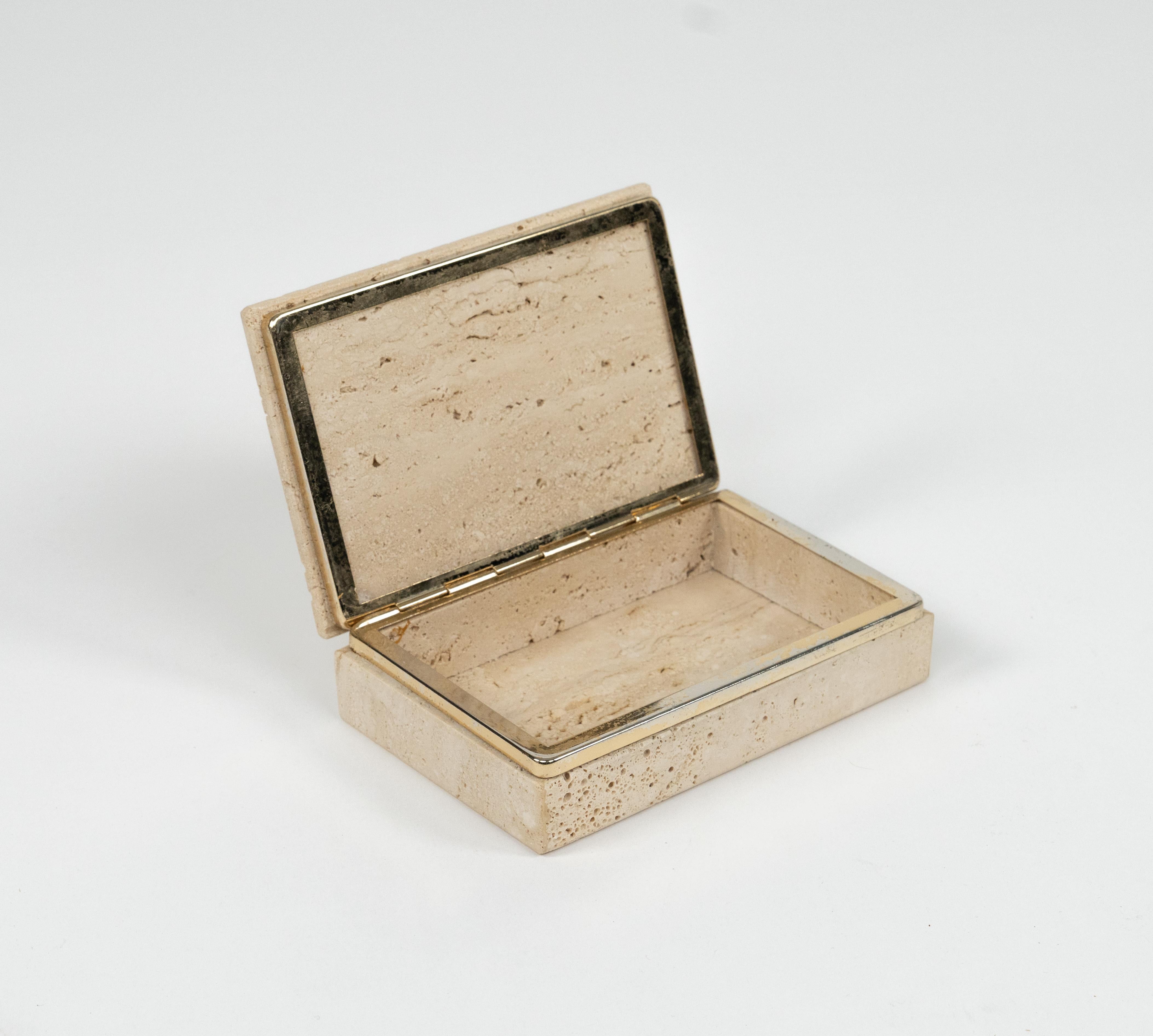 Midcentury Rectangular Box in Travertine Fratelli Mannelli Style, Italy 1970s In Good Condition For Sale In Rome, IT