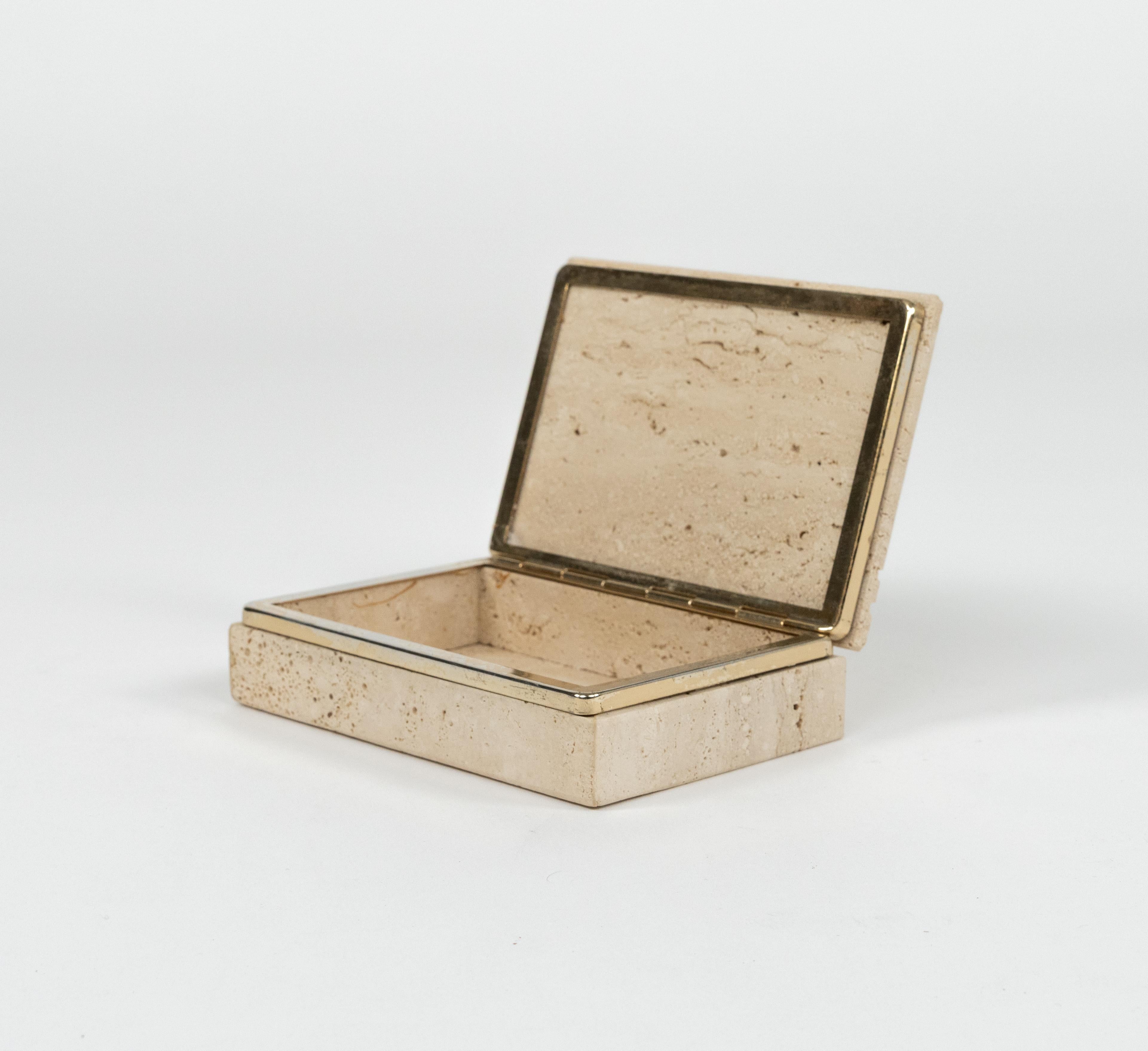 Midcentury Rectangular Box in Travertine Fratelli Mannelli Style, Italy 1970s For Sale 1