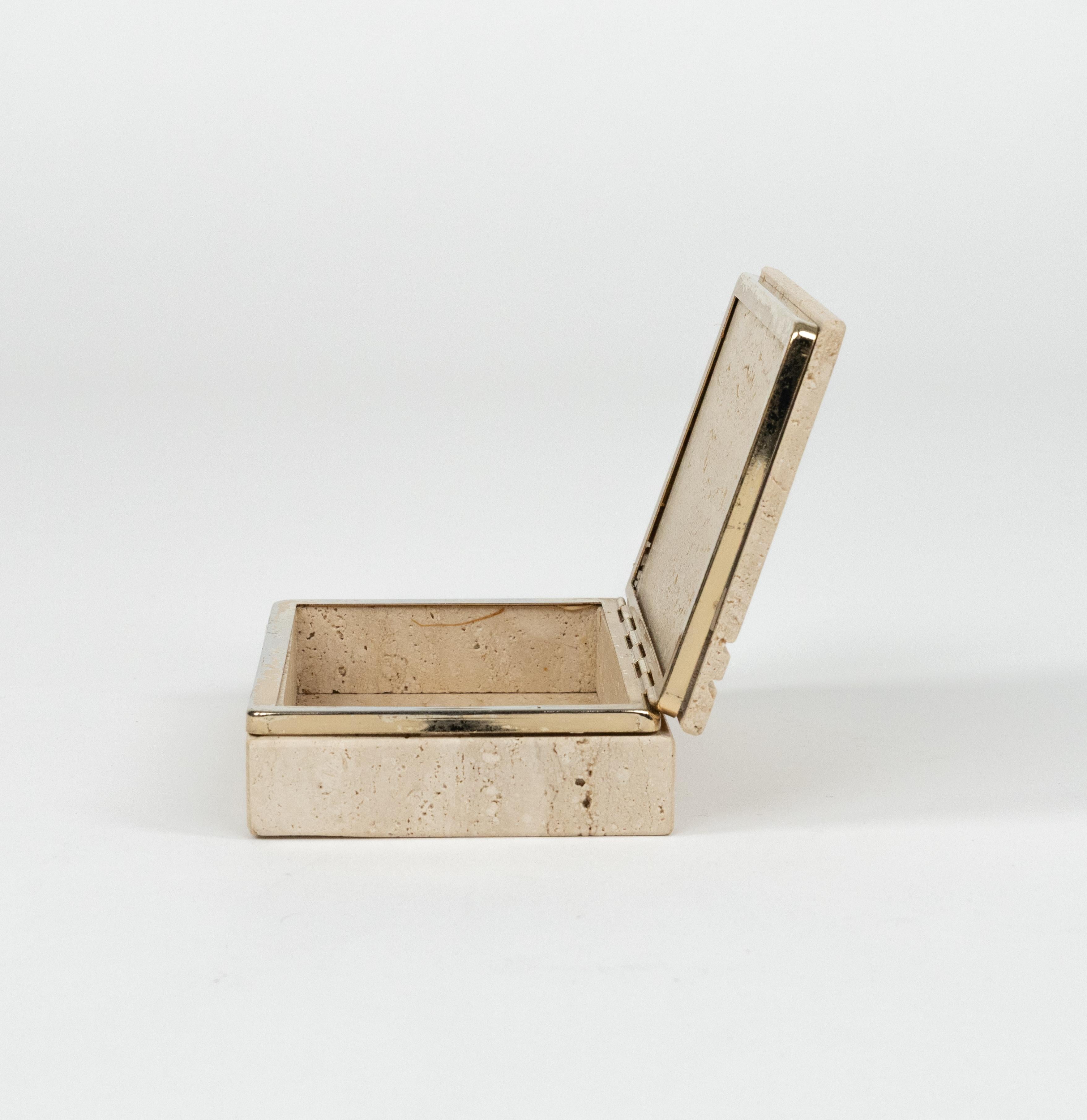 Midcentury Rectangular Box in Travertine Fratelli Mannelli Style, Italy 1970s For Sale 3