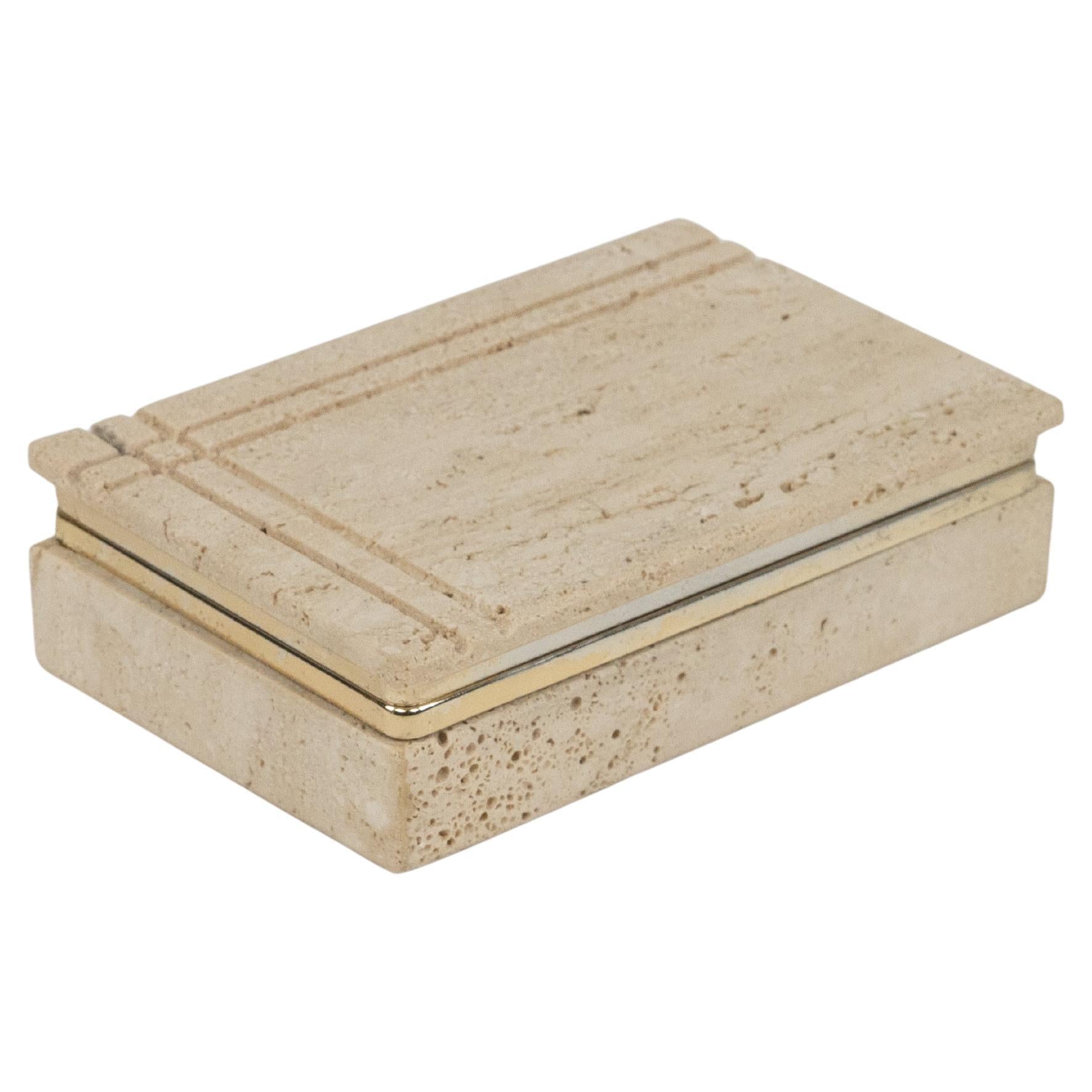 Midcentury Rectangular Box in Travertine Fratelli Mannelli Style, Italy 1970s