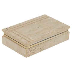 Midcentury Rectangular Box in Travertine Fratelli Mannelli Style, Italy 1970s