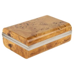 Caja rectangular de madera y cromo de mediados de siglo Estilo Willy Rizzo, Italia Años 70