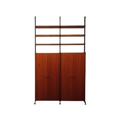 Midcentury Rectangular Brown Metallic Italian Modular Shelving, 1950