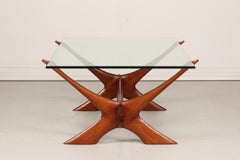 Mid-century Rectangular Coffee Table Glass and Wood by Fredrik Schriever-Abeln