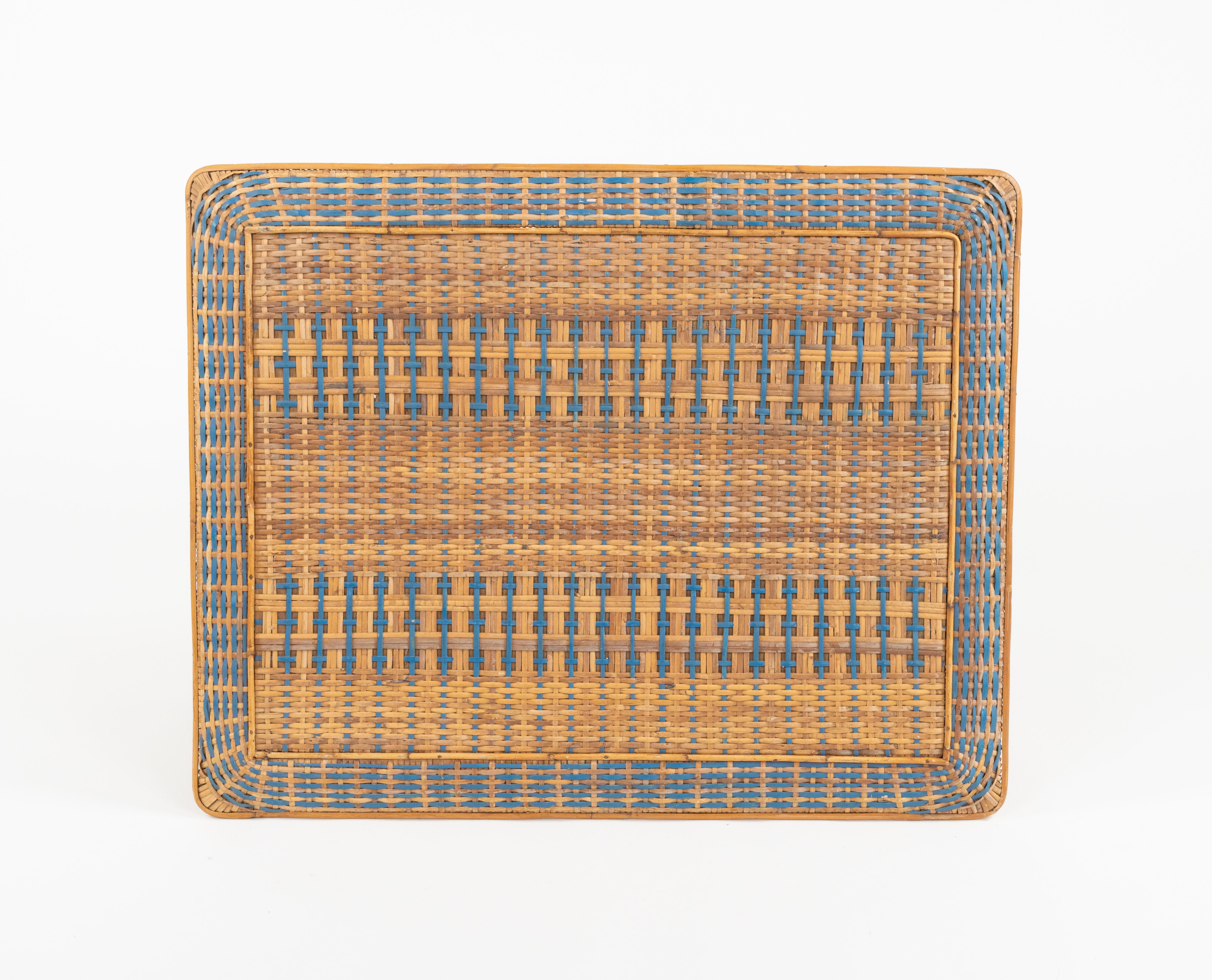 Midcentury Rectangular Coffee Table in Bamboo and Rattan, Italy 1960s 9