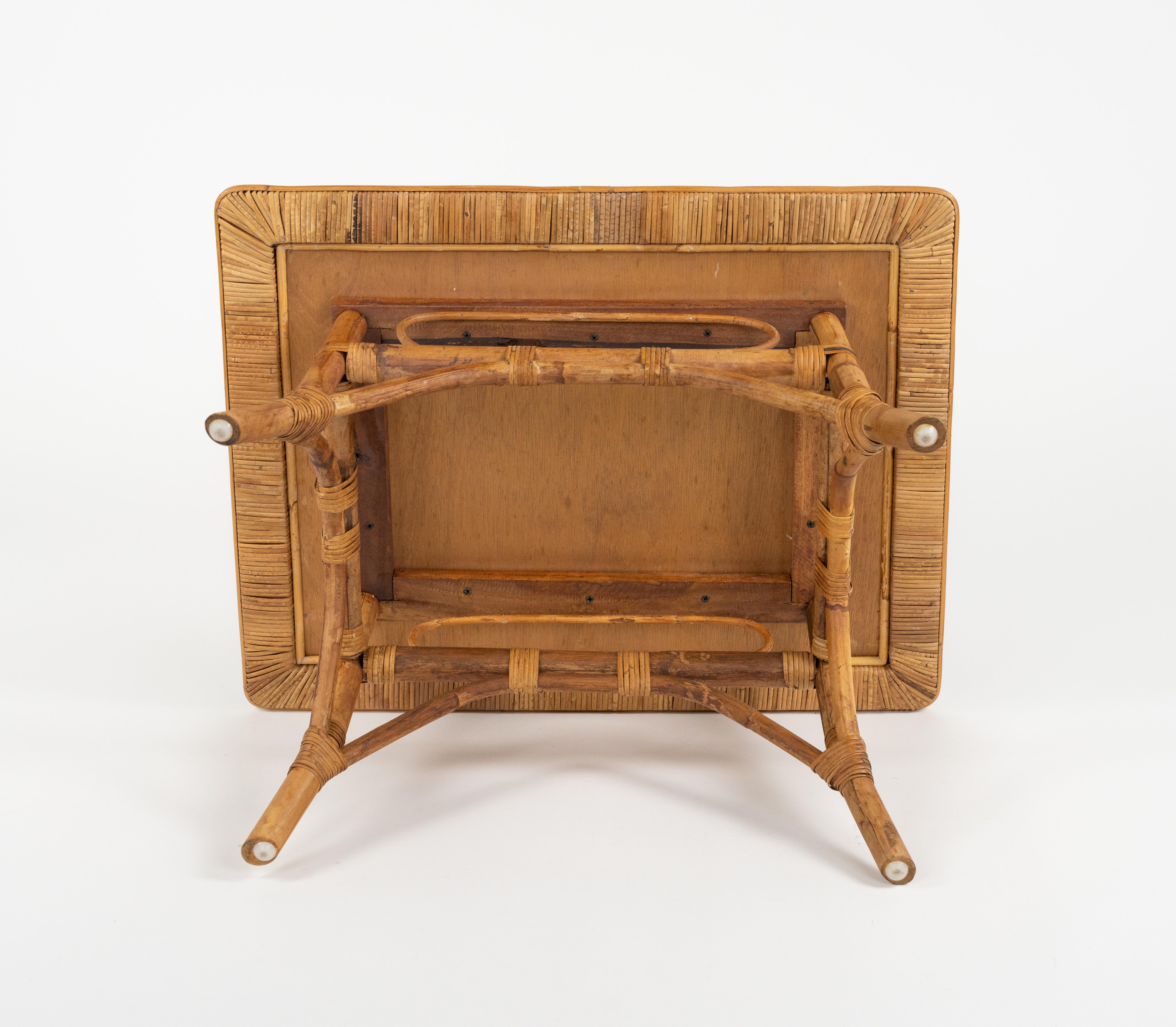 Midcentury Rectangular Coffee Table in Bamboo and Rattan, Italy 1960s 10