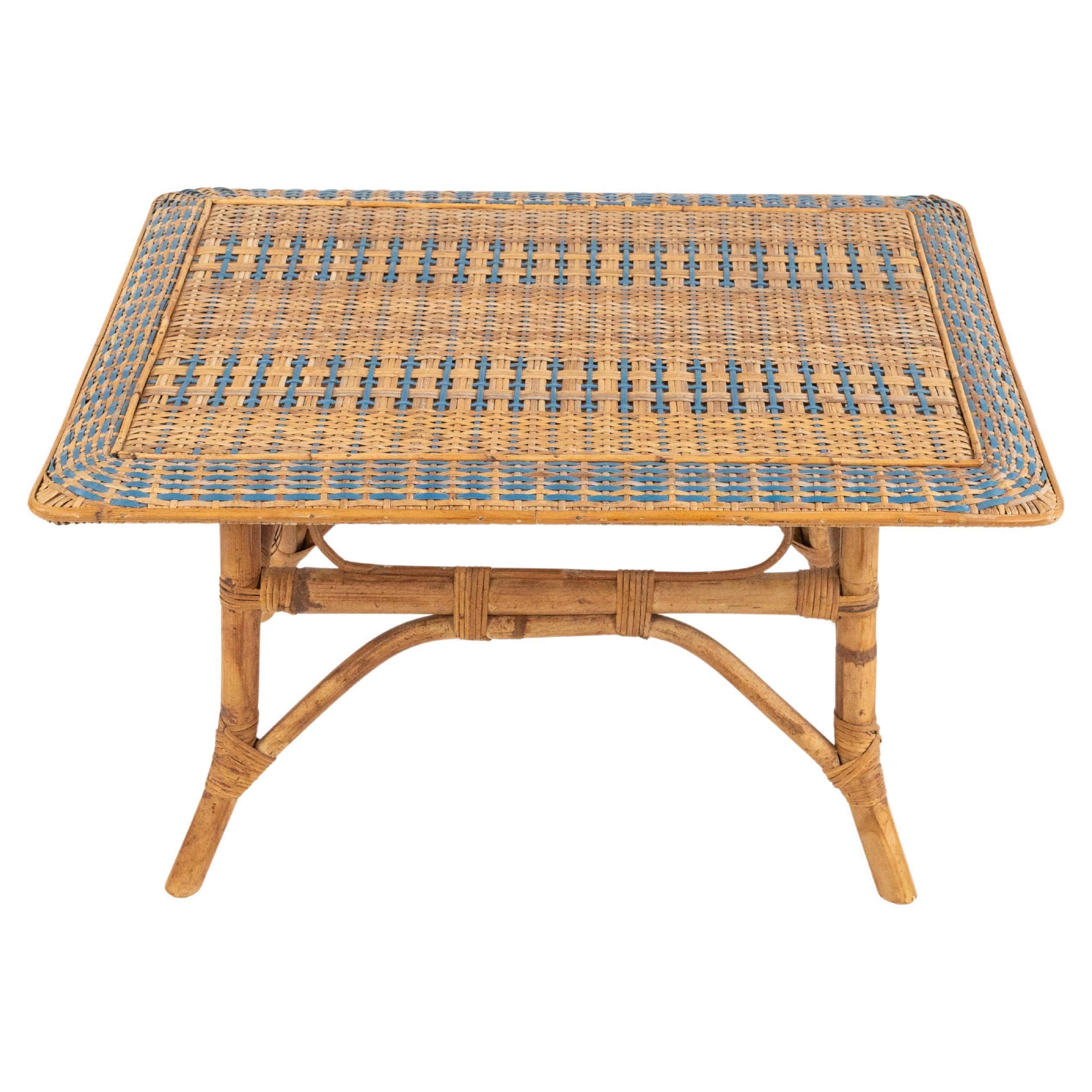 Midcentury Rectangular Coffee Table in Bamboo and Rattan, Italy 1960s