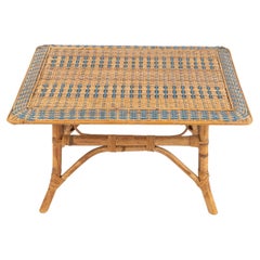 Used Midcentury Rectangular Coffee Table in Bamboo and Rattan, Italy 1960s