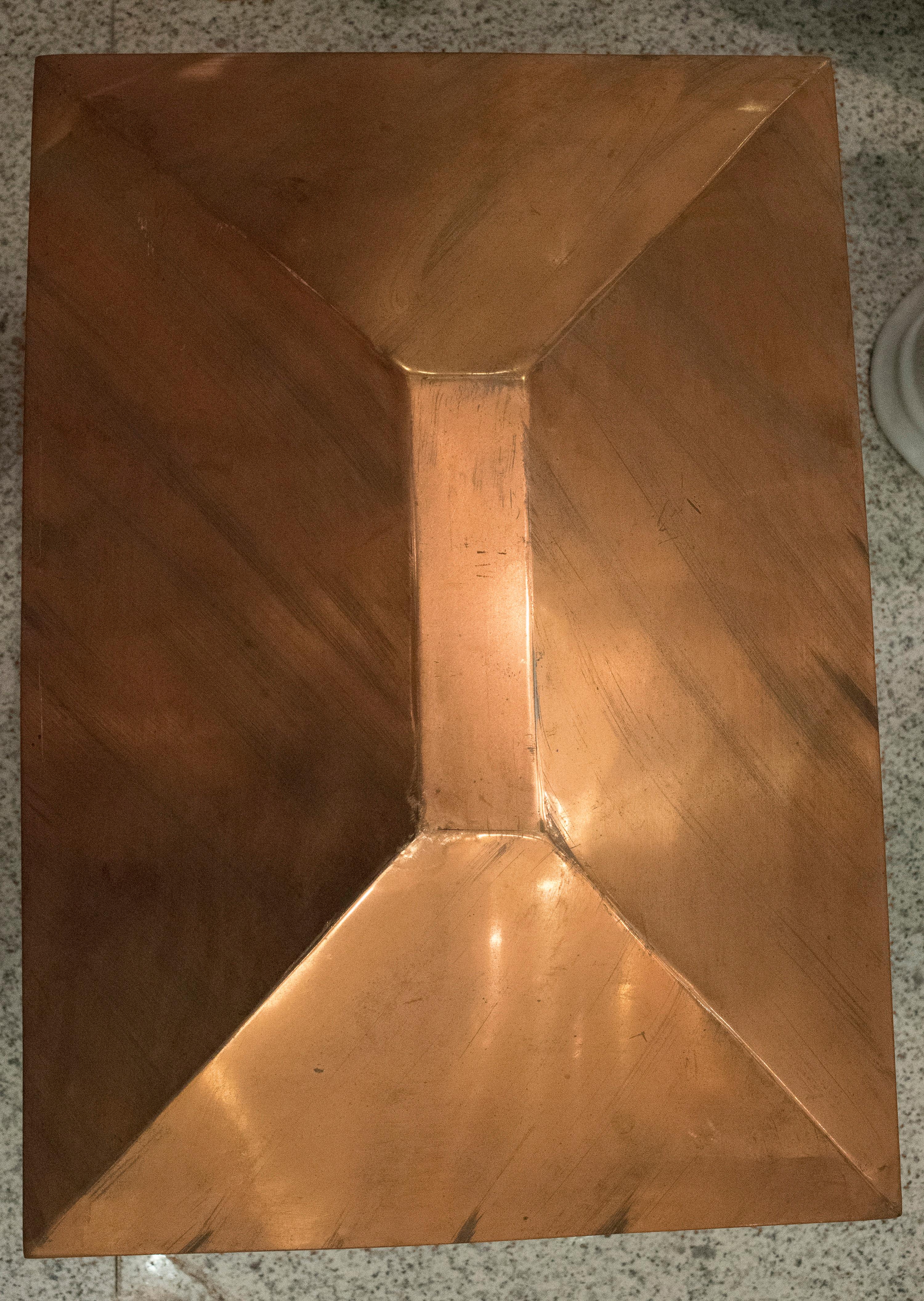 Hand-Crafted Midcentury Rectangular Copper Spanish Design Photophores for Light or Candles