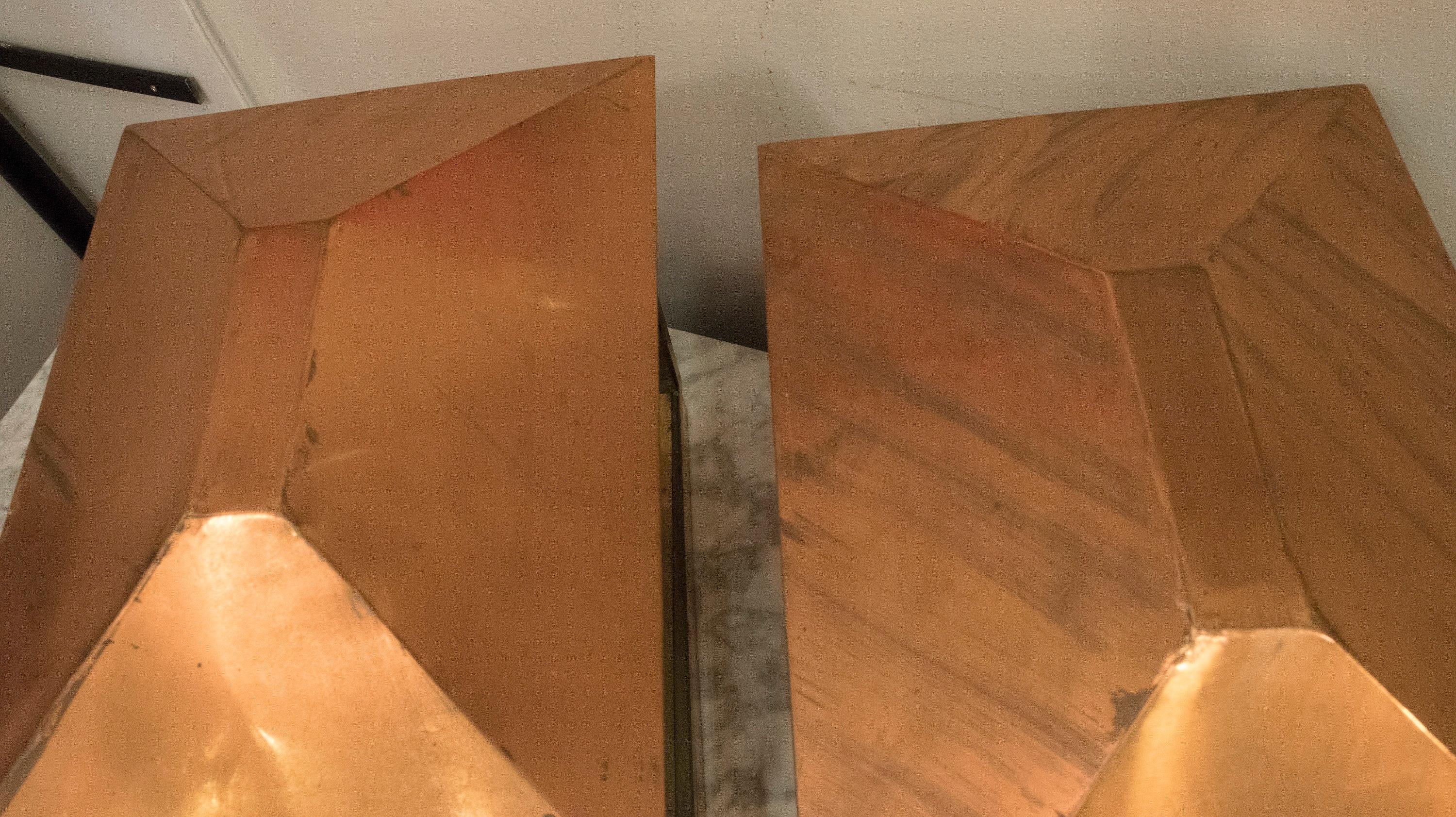 Midcentury Rectangular Copper Spanish Design Photophores for Light or Candles In Good Condition In Valladolid, ES