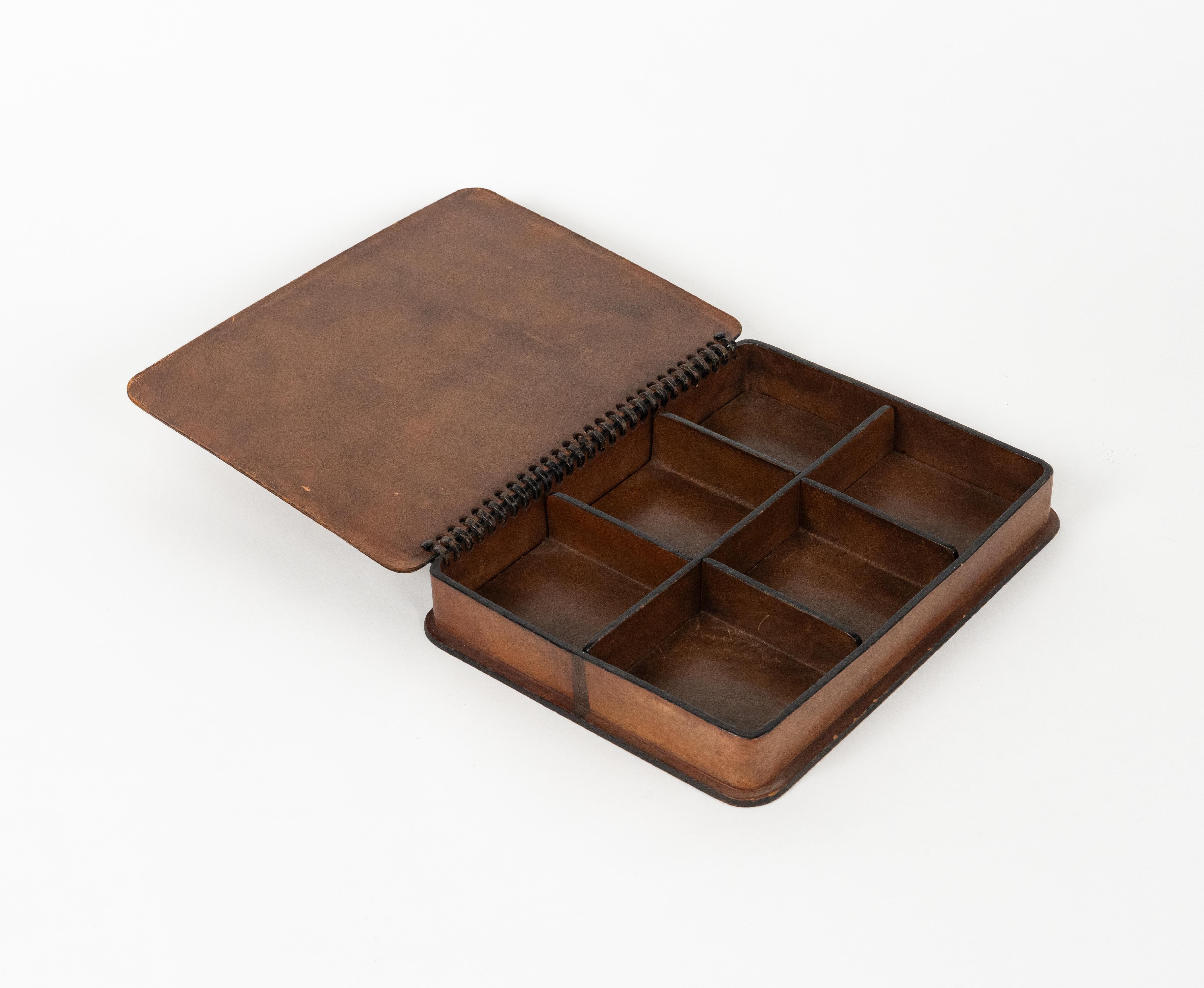 Midcentury Rectangular Decorative Box in Leather with Coins by LAR, Italy 1960s For Sale 6