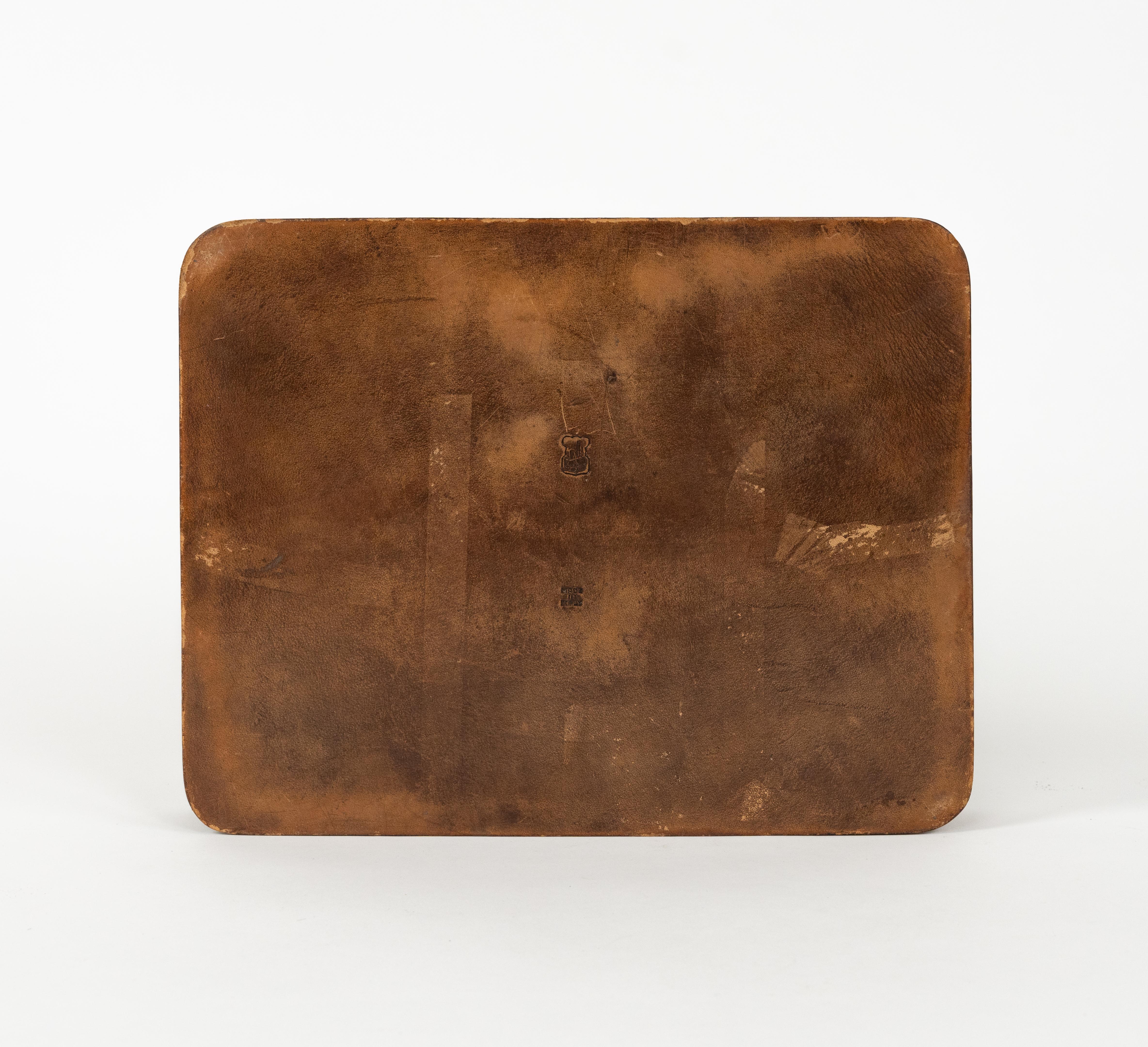 Midcentury Rectangular Decorative Box in Leather with Coins by LAR, Italy 1960s For Sale 7