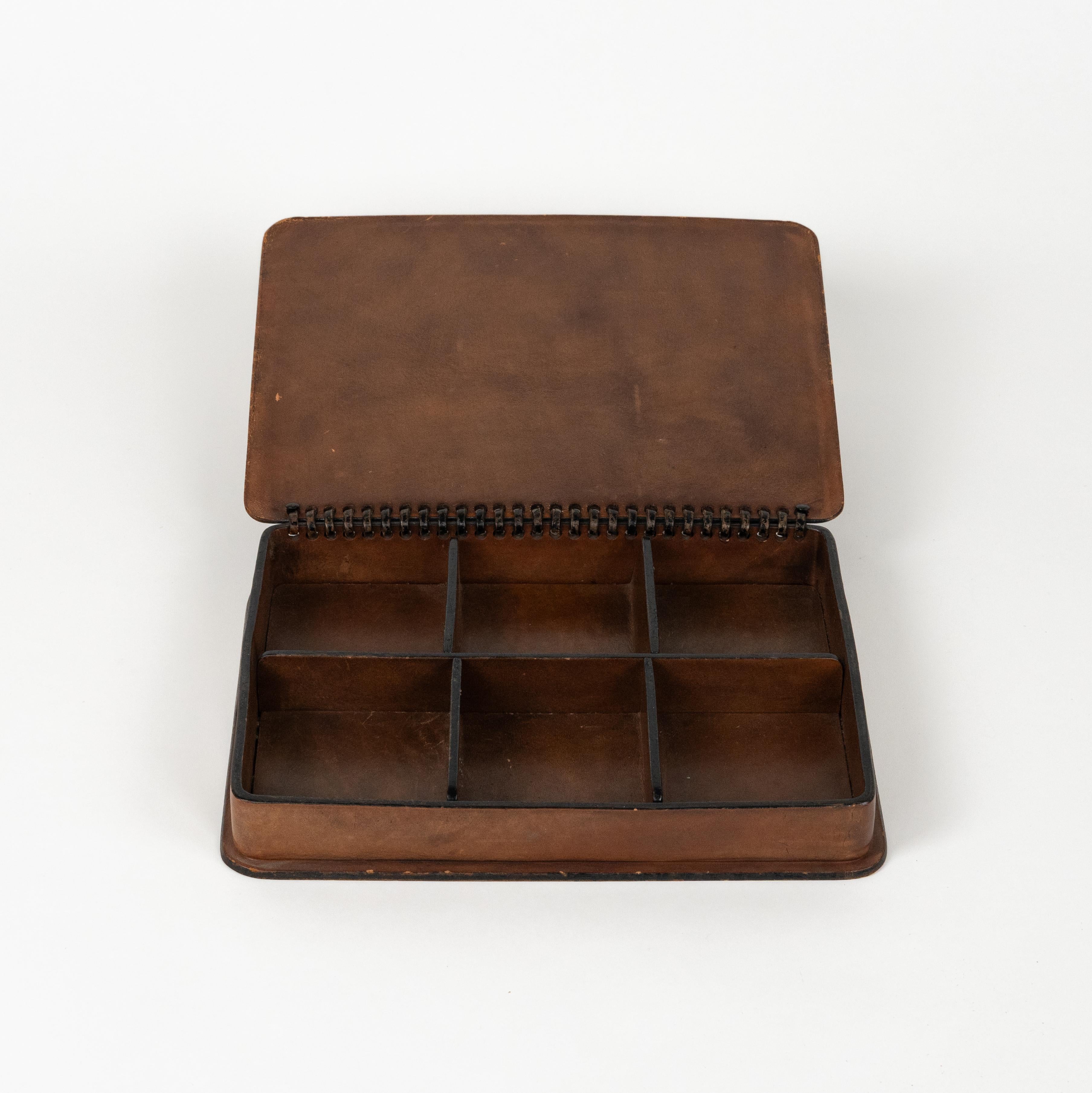 Mid-20th Century Midcentury Rectangular Decorative Box in Leather with Coins by LAR, Italy 1960s For Sale
