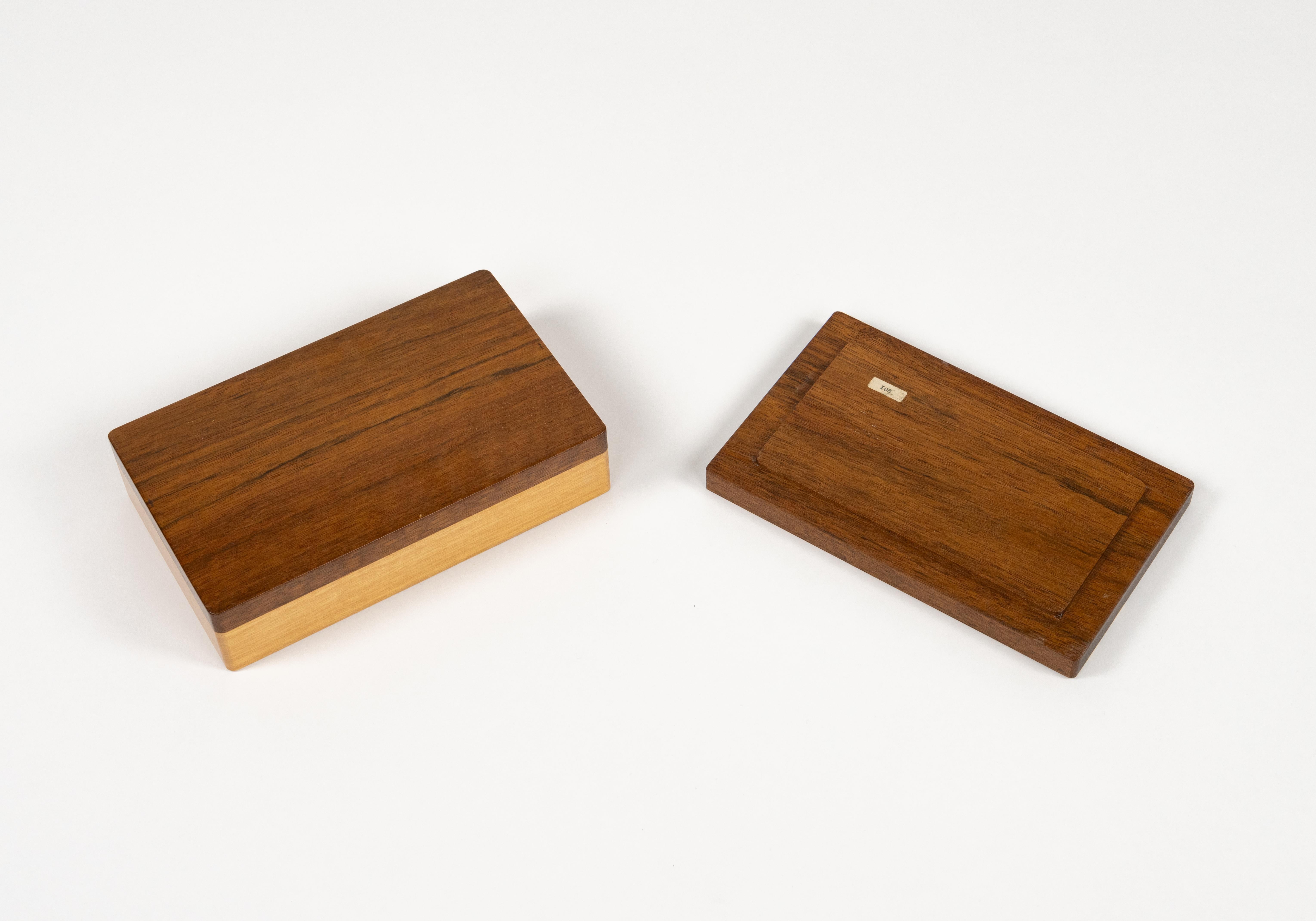 Midcentury Rectangular Decorative Box in Wood and Brass, Italy 1970s For Sale 8