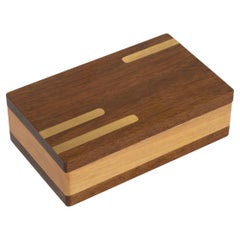 Rechteckige dekorative Box aus Holz und Messing, Italien 1970er Jahre