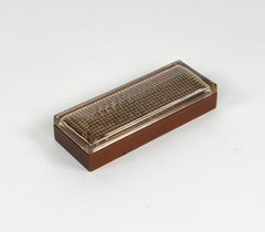 Caja decorativa rectangular de mediados de siglo en madera y cristal, Italia Años 60