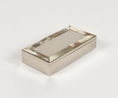 Caja decorativa rectangular de mediados de siglo Nácar, acero y madera, Italia Años 70