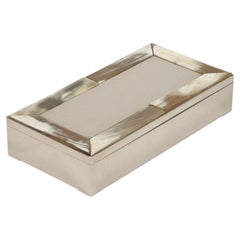 Caja decorativa rectangular de mediados de siglo Nácar, acero y madera, Italia Años 70