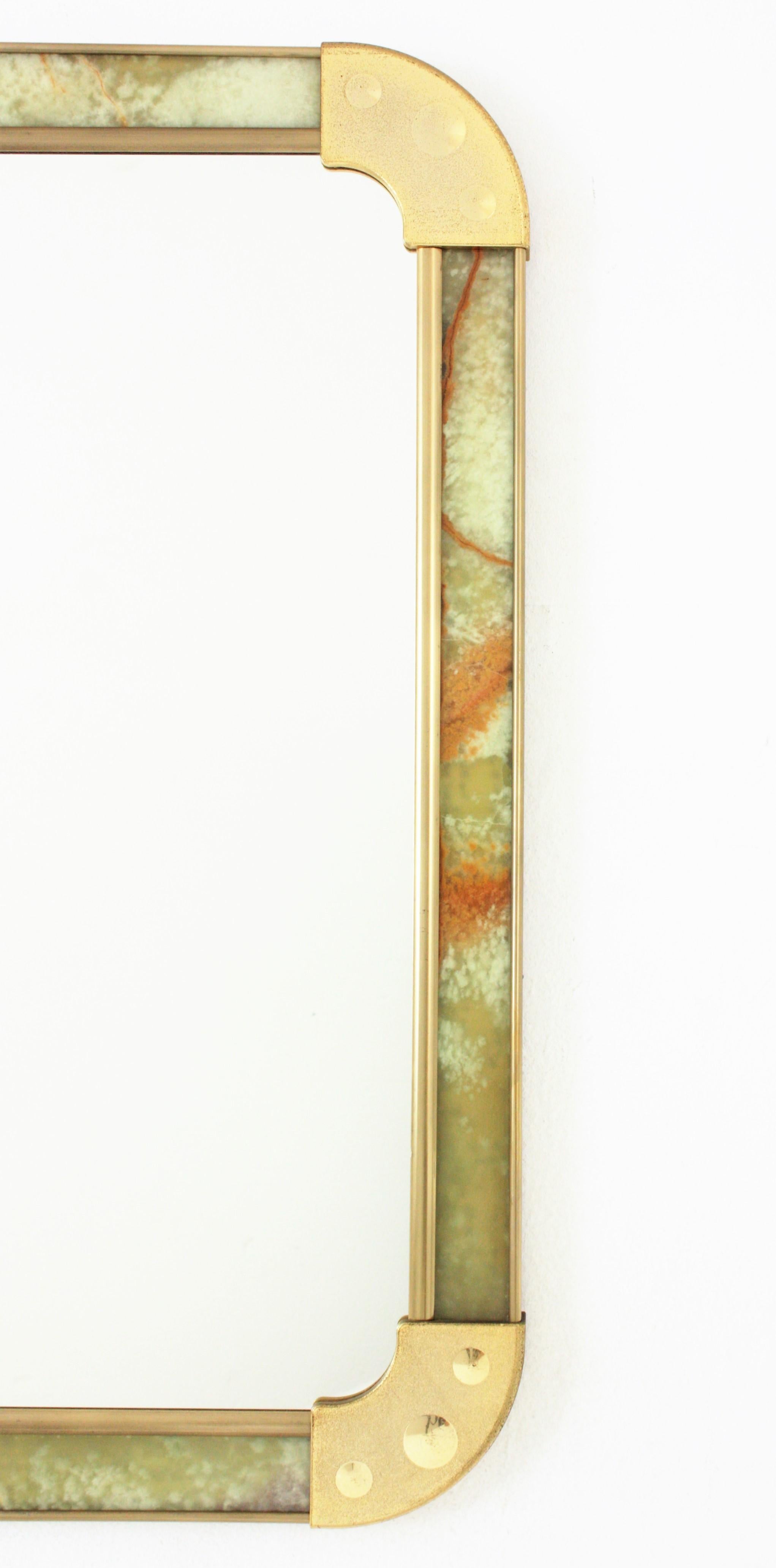 Stone Midcentury Rectangular Mirror in Onyx, 1960s For Sale