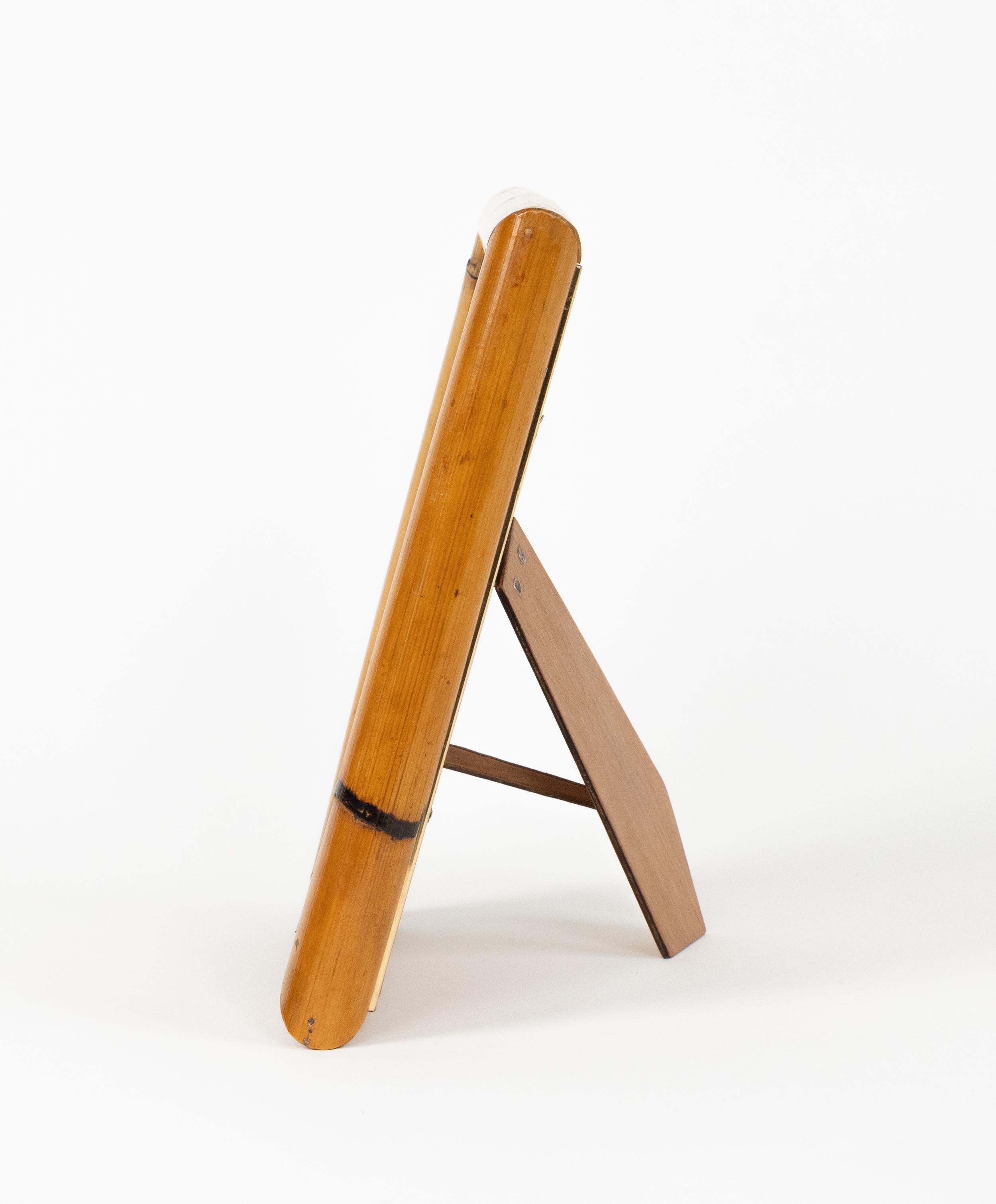 Midcentury Rectangular Picture Frame Bamboo, Brass and Glass, Italy 1970s For Sale 5