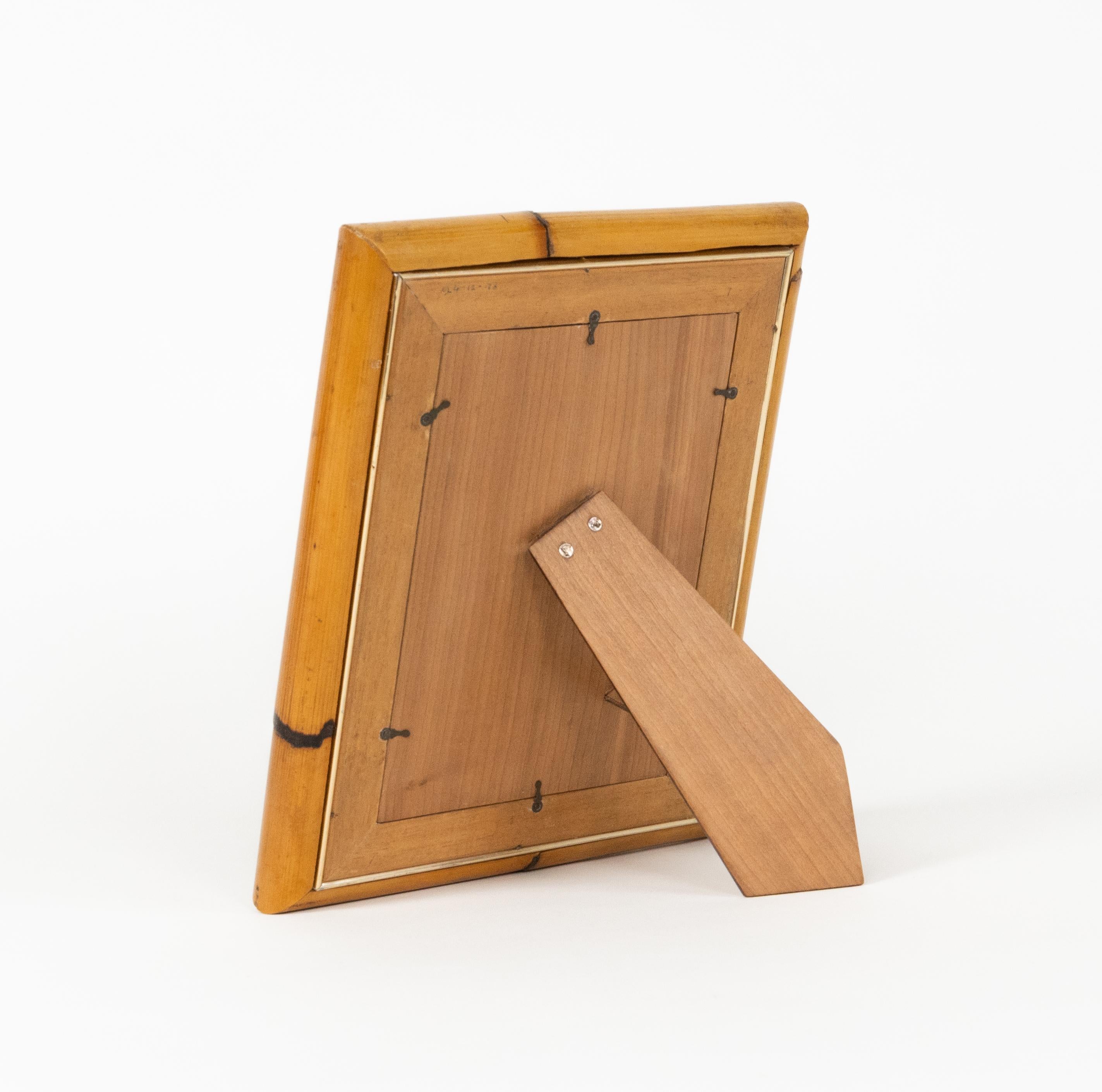 Midcentury Rectangular Picture Frame Bamboo, Brass and Glass, Italy 1970s For Sale 6
