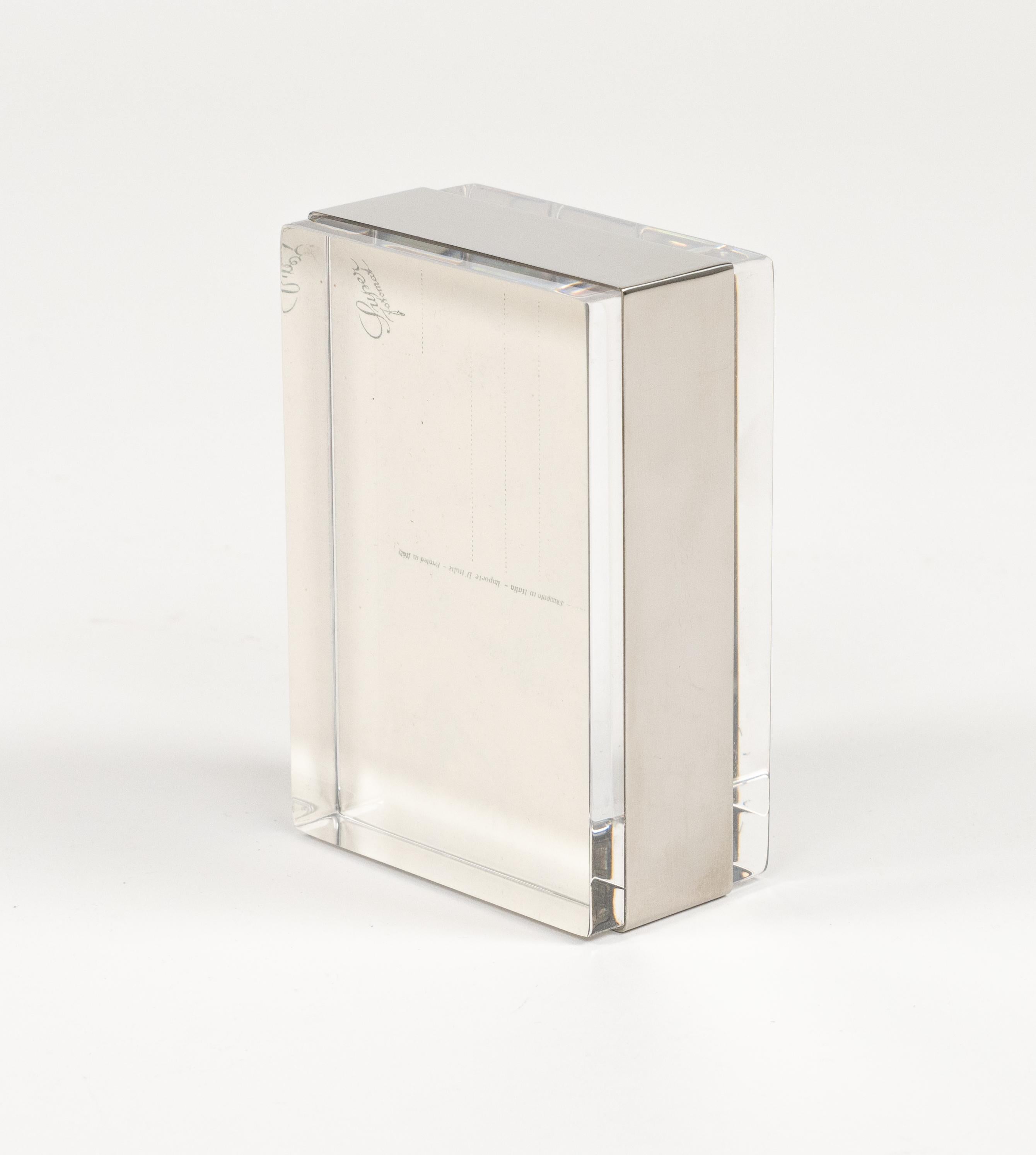 Rechteckiger Bilderrahmen aus Lucite und Chrom aus der Mitte des Jahrhunderts, Italien 1970er Jahre im Angebot 4