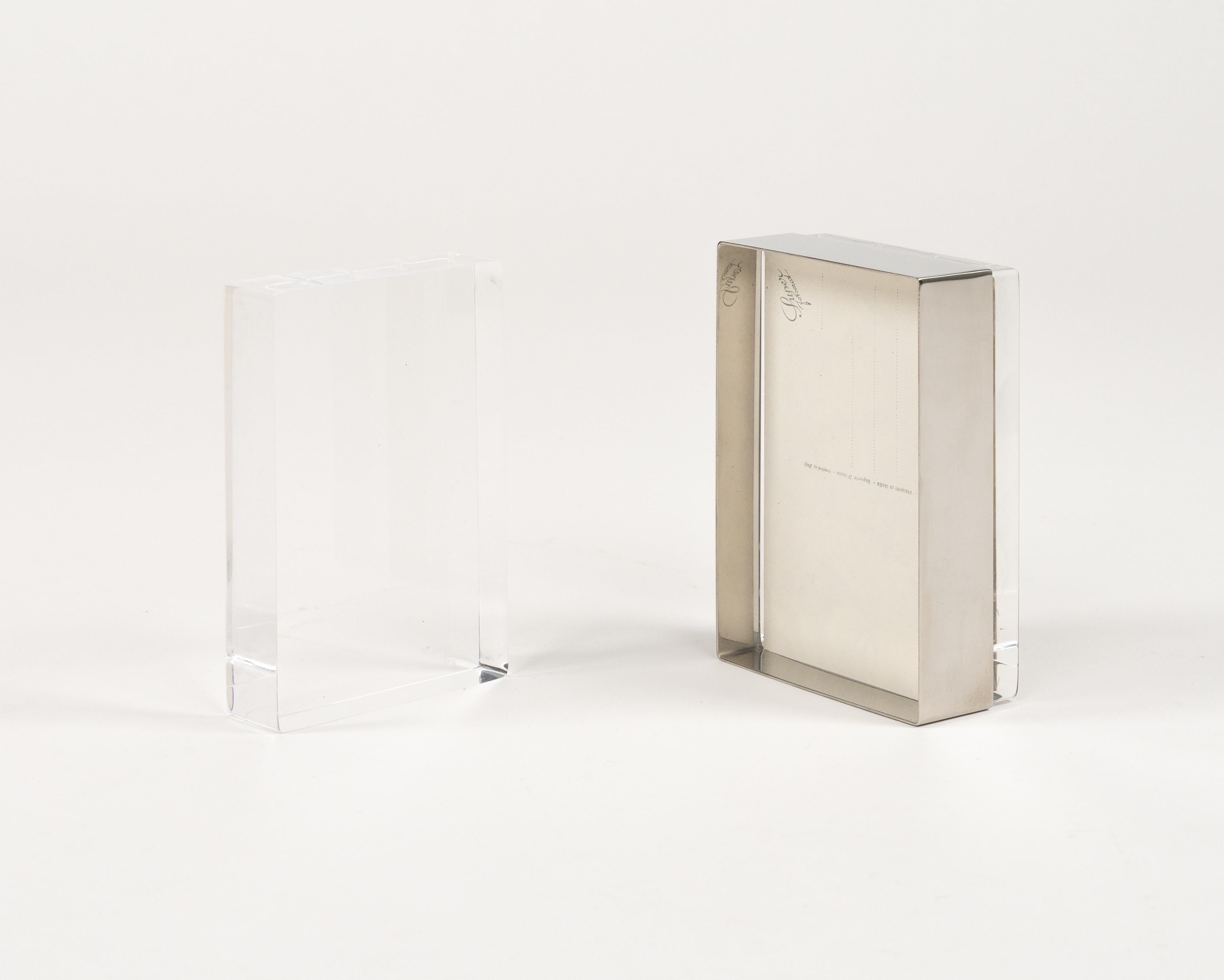 Rechteckiger Bilderrahmen aus Lucite und Chrom aus der Mitte des Jahrhunderts, Italien 1970er Jahre im Angebot 6