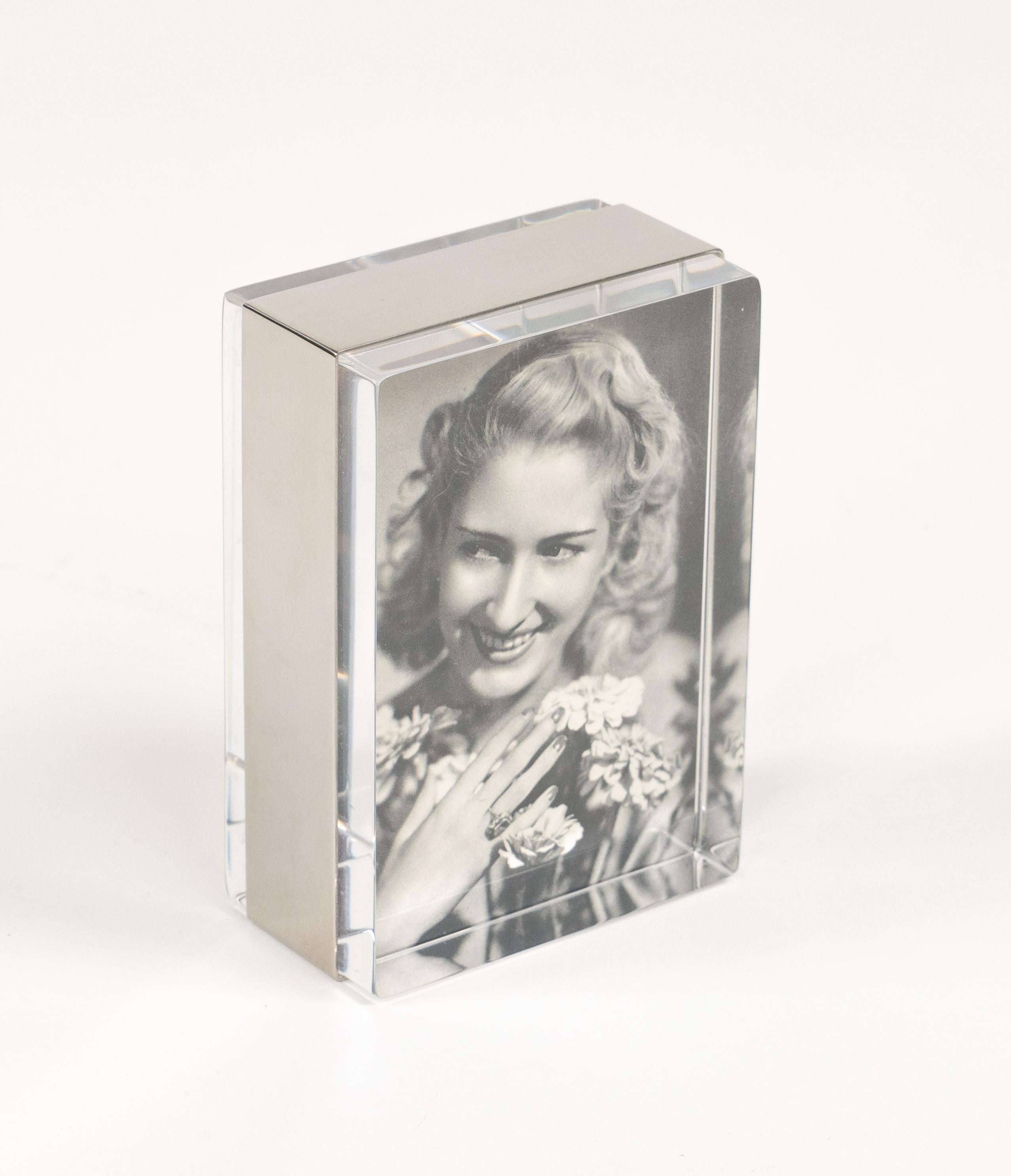 Rechteckiger Bilderrahmen aus Lucite und Chrom aus der Mitte des Jahrhunderts, Italien 1970er Jahre im Zustand „Gut“ im Angebot in Rome, IT