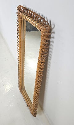 Mid-Century Modern Bamboo Mirror in the Style of Franco Albini, Italy