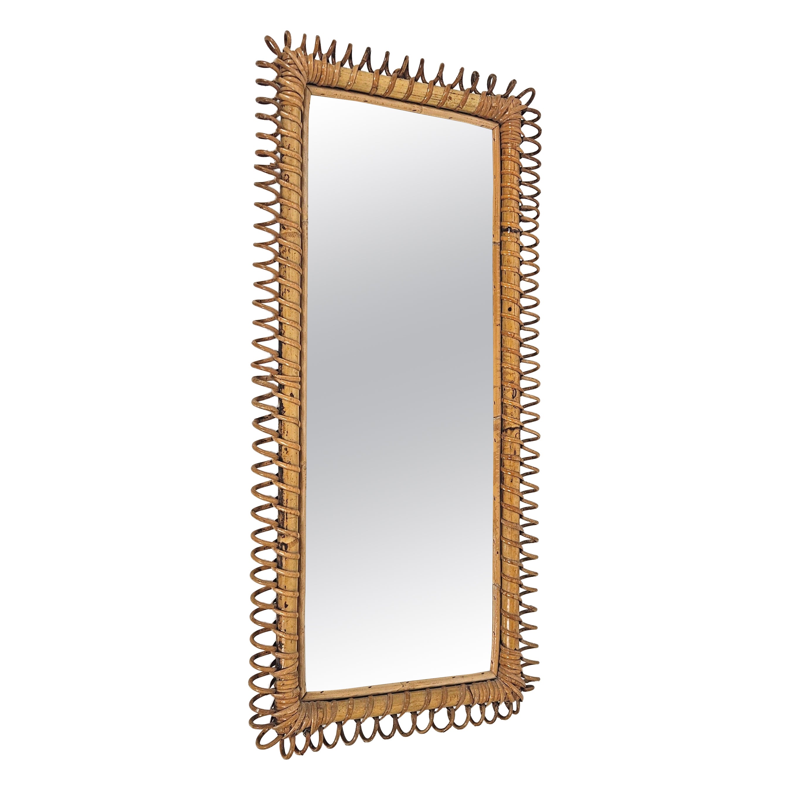 Mid-Century Modern Bamboo Mirror in the Style of Franco Albini, Italy