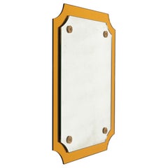 Midcentury Rectangular Wall Mirror with Yellow Frame by Veca, Italy 1960s