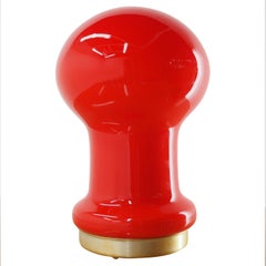 Midcentury Red All Glass Table Lamp EGG by Stefan Tabery for OPP Jihlava, 1970s