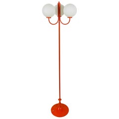 Midcentury Red and White 3-Arm Space Age Floor Lamp by Kaiser, Germany, 1960s