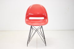 Midcentury Red Design Fiberglass Dining Chairs by M.Navratil, 1960s