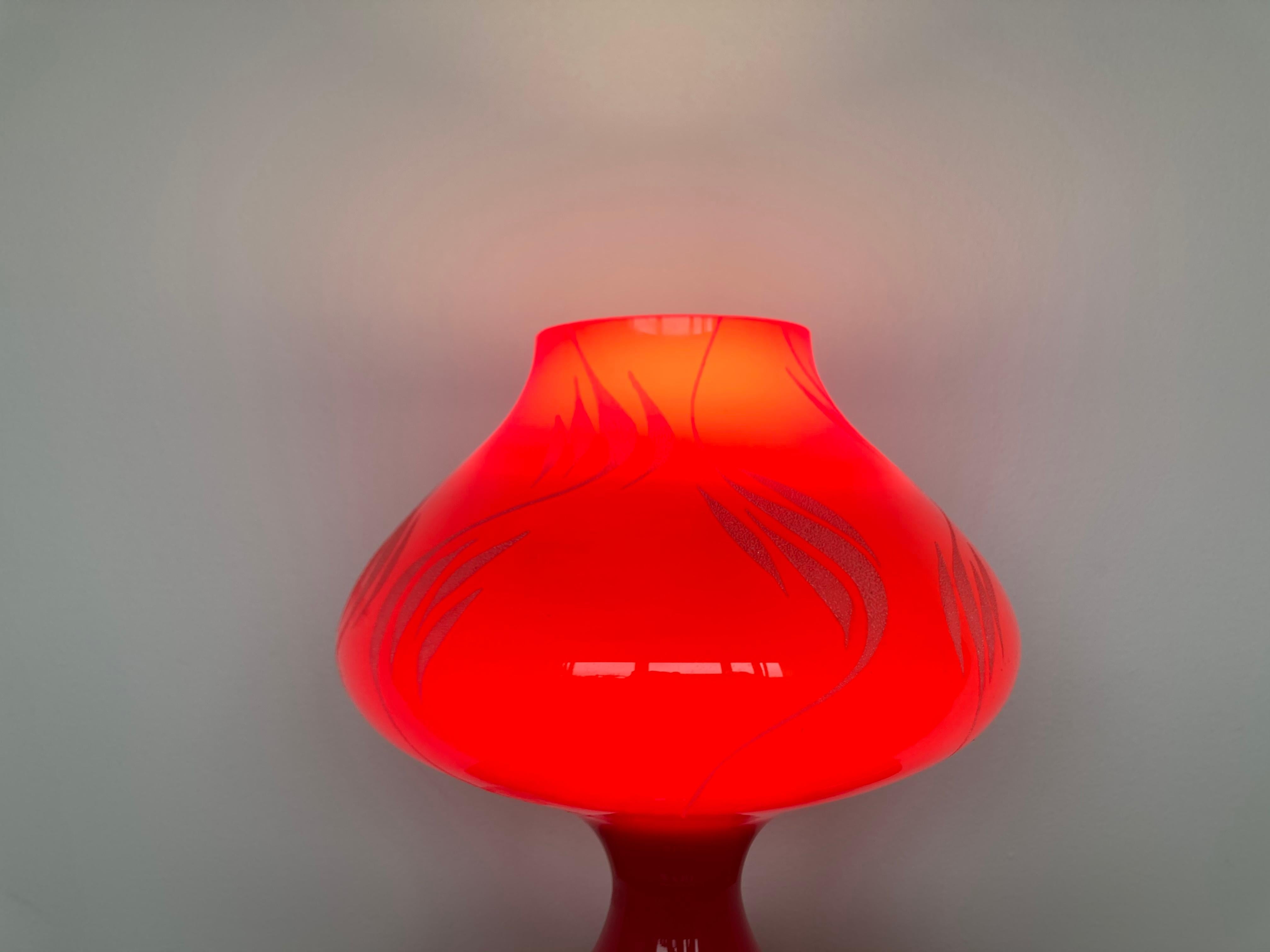 Mid-Century Modern Midcentury Red Glass Table Lamp by Stefan Tabery, 1960s