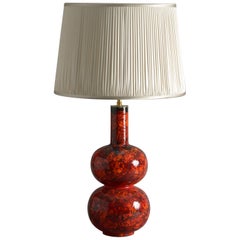 Midcentury Red Glazed Gourd Art Vase Lamp Base